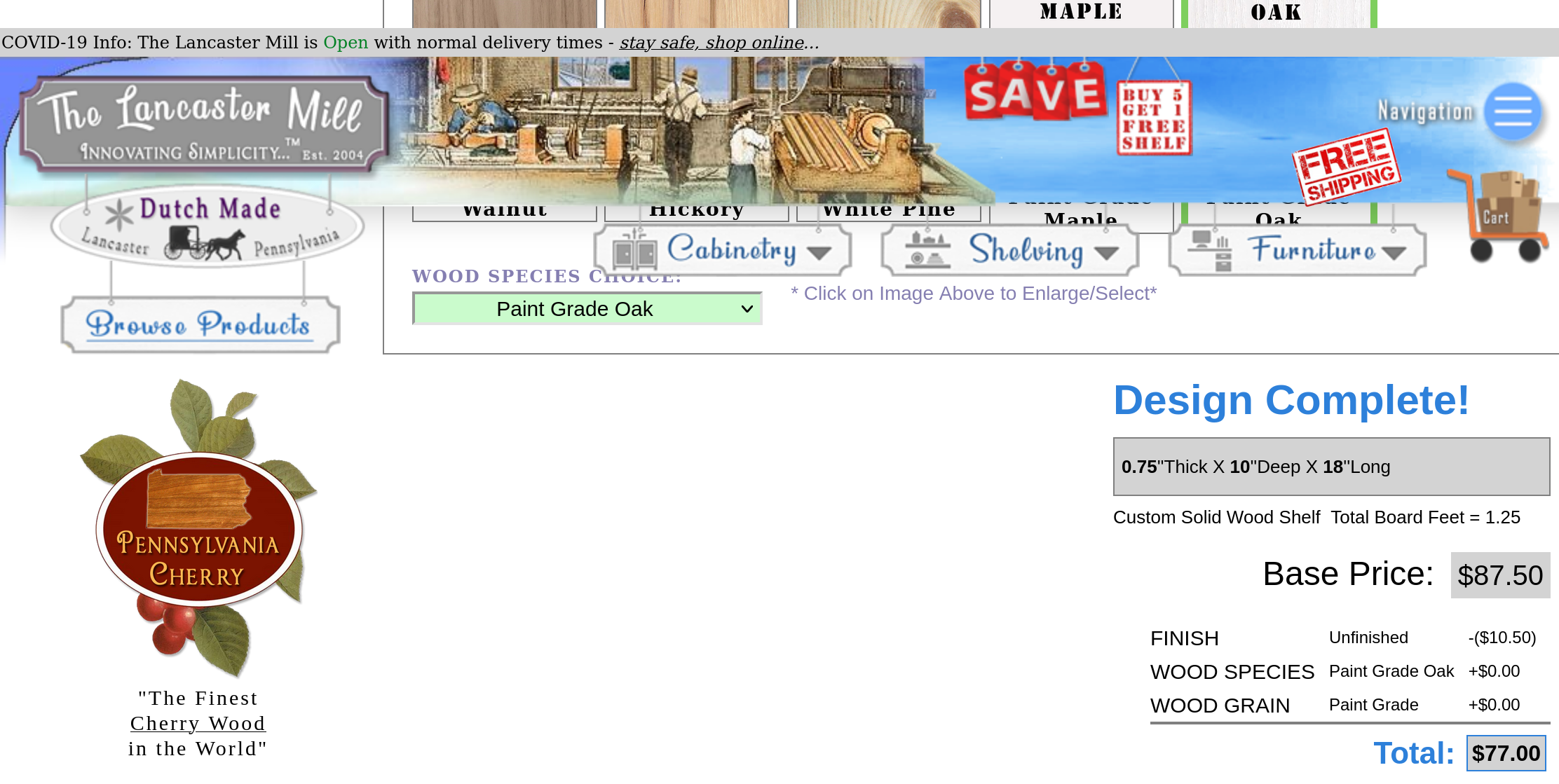 Yow! $77 for a medium-ish sized plain wooden shelf! Yow, I say.